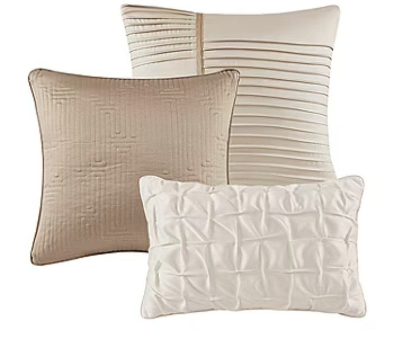 Gold/White Geometric Metallic Thread Weaves 10pc Cali King Comforter10 Piece Set gallery