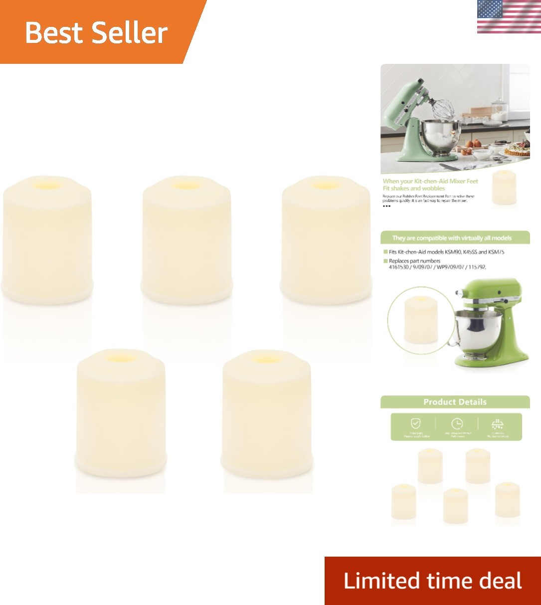 High-Quality Rubber Feet for KitchenAid Stand Mixers - Durable & Dishwasher Safe gallery