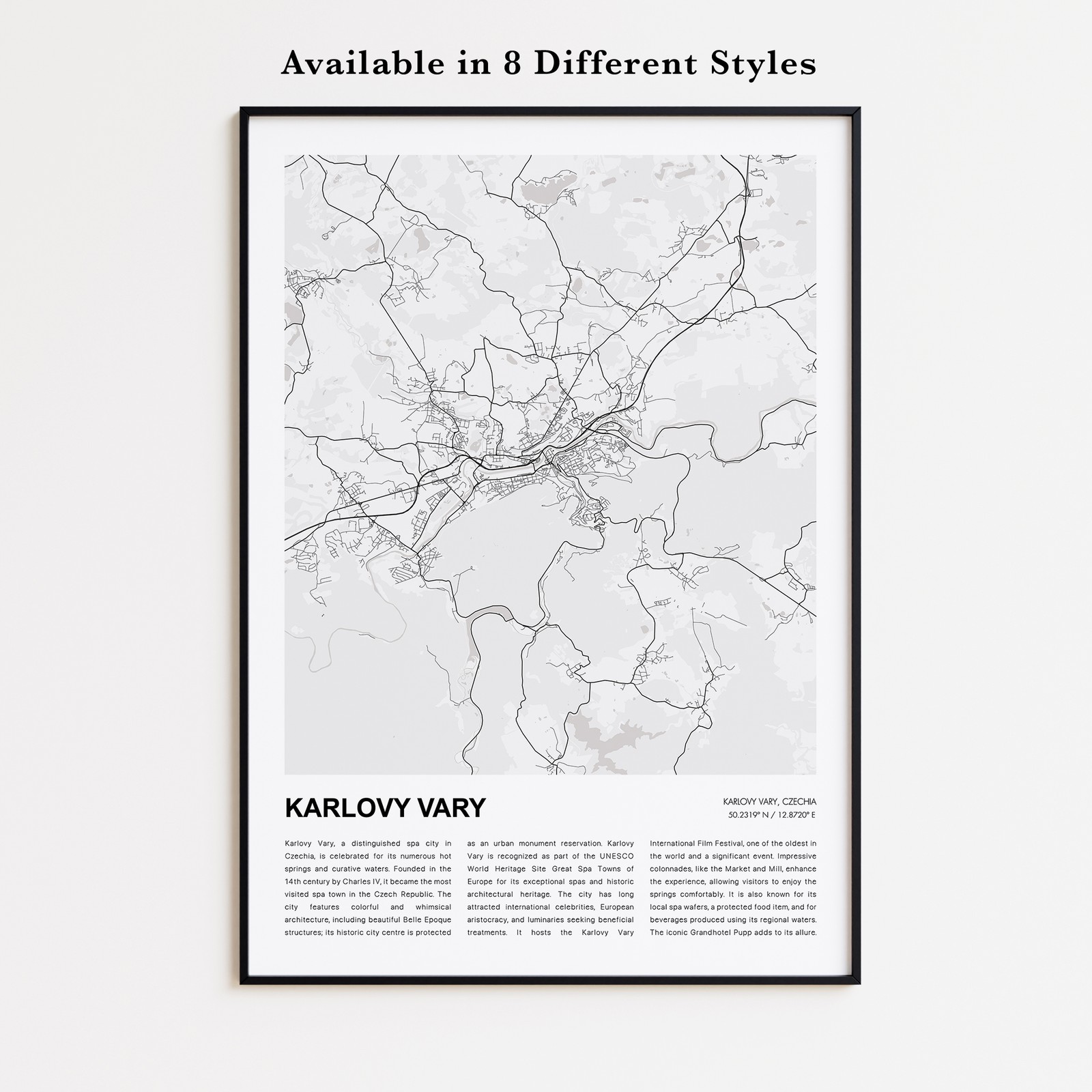 Karlovy Vary City Map Print, Czechia Travel Poster, Modern Map, Wall Decor Art gallery