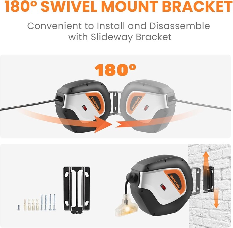 Giraffe Tools Retractable Power Cord Reel 12AWG/3C SJTOW Extension Cord Reel 50' gallery