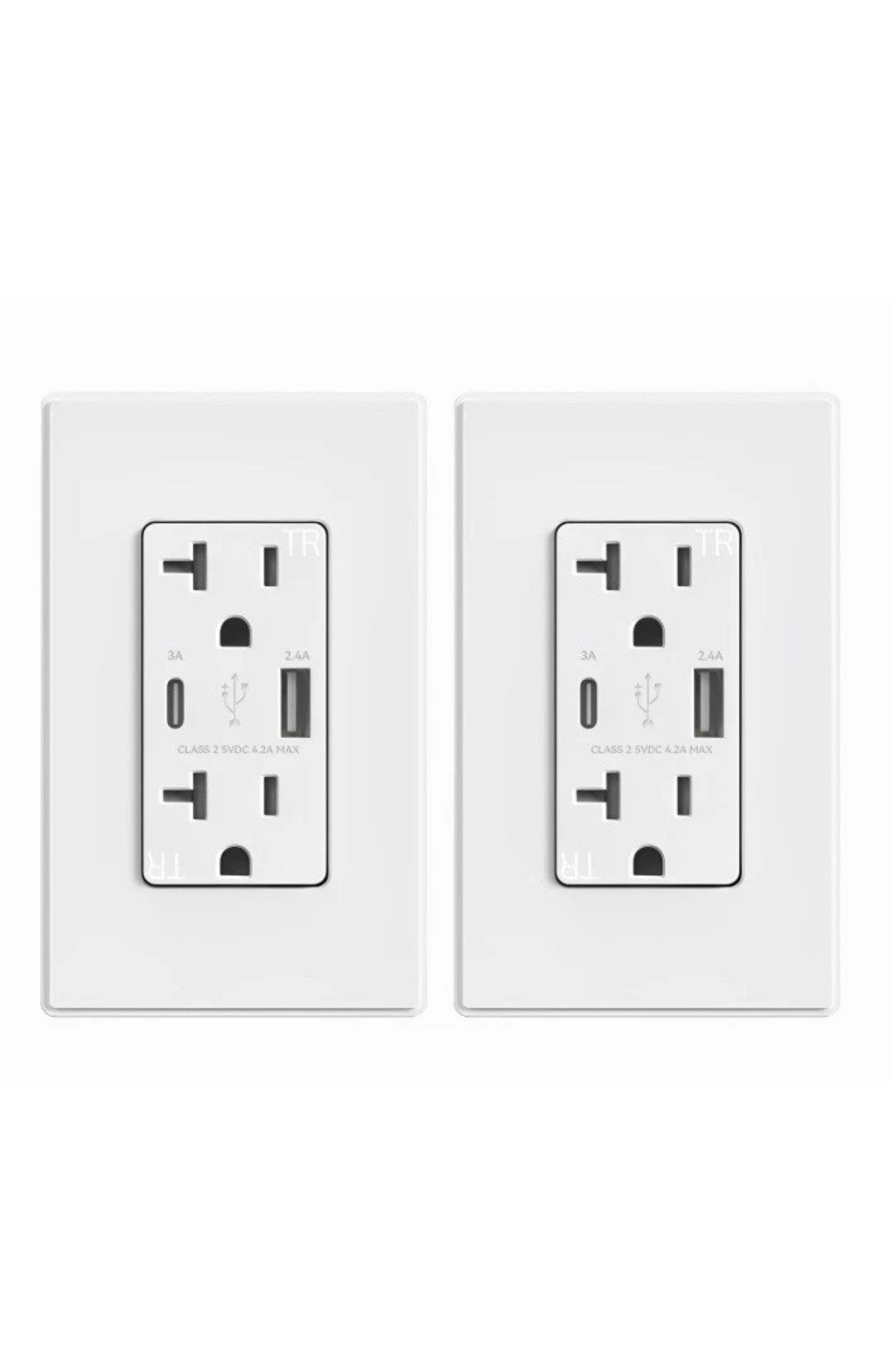 (2) ELEGRP USB Charger Wall Outlet, USB Receptacle with Type A & Type C USB Port gallery