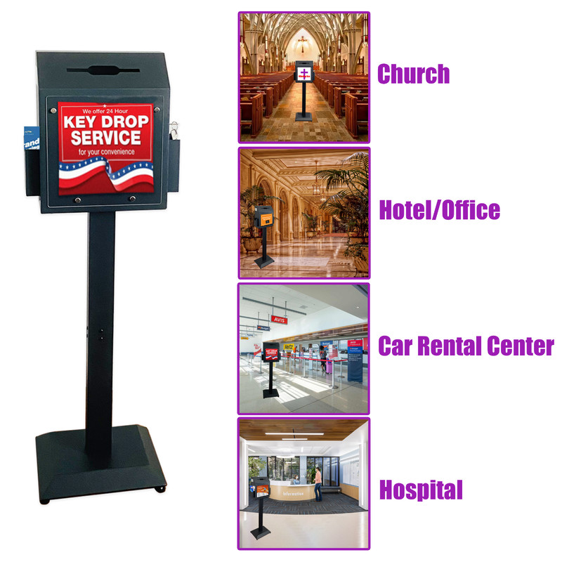 OPEN BOX Floor-Standing Offering Boxes with Key Lock, Suggestion Box with Stand gallery