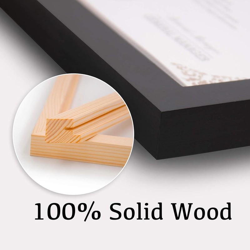 Black Solid Wood Picture Frames 4 PCS - 11x14 & 5x7 for Table or Wall Display gallery