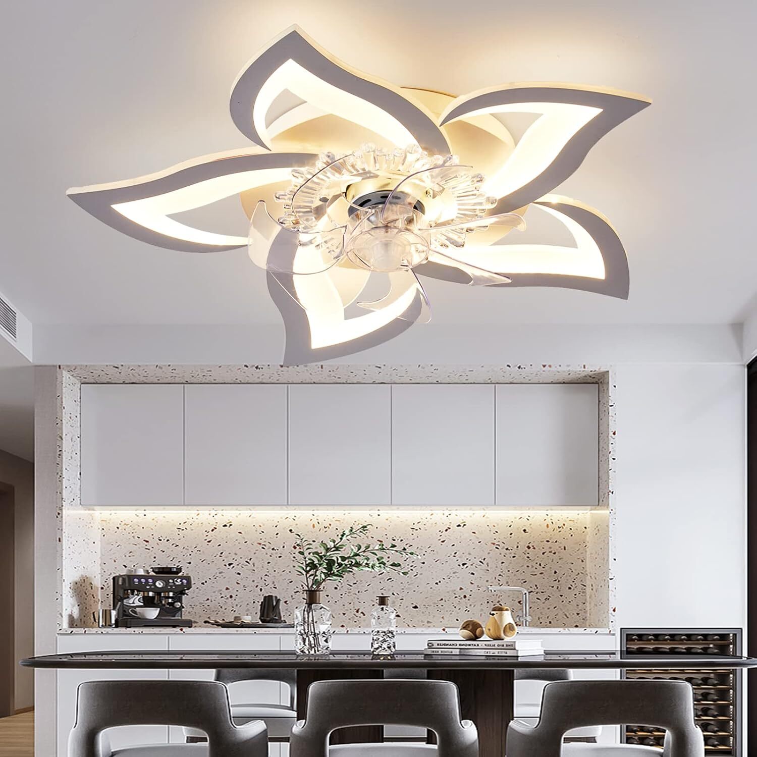 Low Profile Ceiling Fans with Lights & Remote,Quiet Dimmable Modern Ceiling Fan gallery