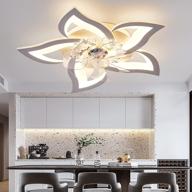 LED Ceiling Fans with Lights&Remote,Dimmable Modern Flush Mount LED Fan Light gallery