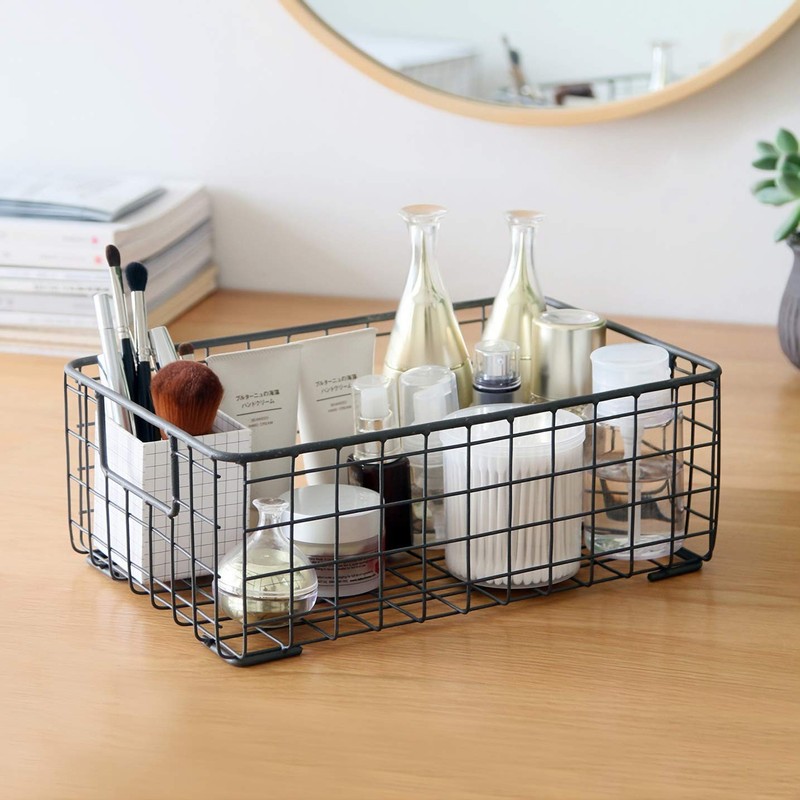 2 Pack Wire Storage Baskets with Handles, Metal Organizer Basket Bins for Home, gallery