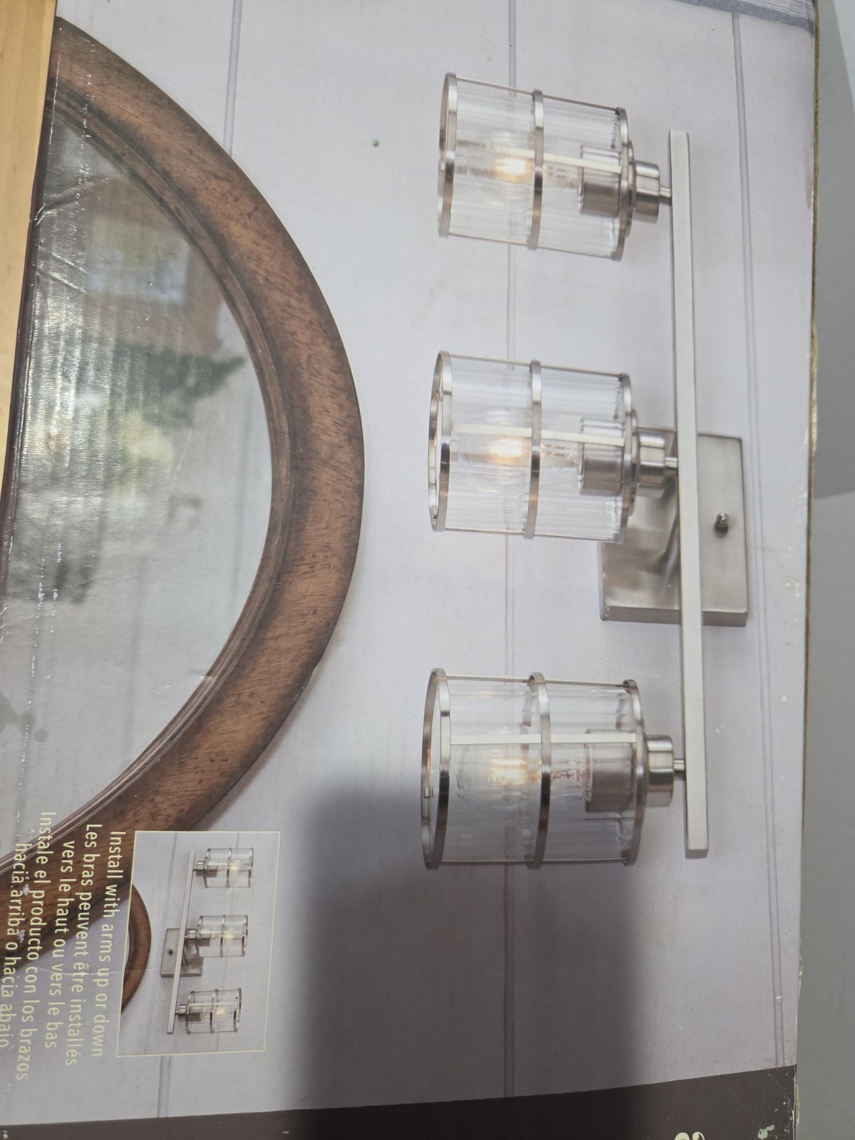 allen + roth 3-Light Vanity Bar Satun Nickel Finish 0030415 New gallery