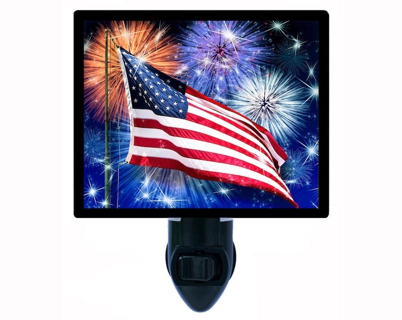 USA Flag Fireworks Night Light Plug In Decor FREESHIP USA gallery