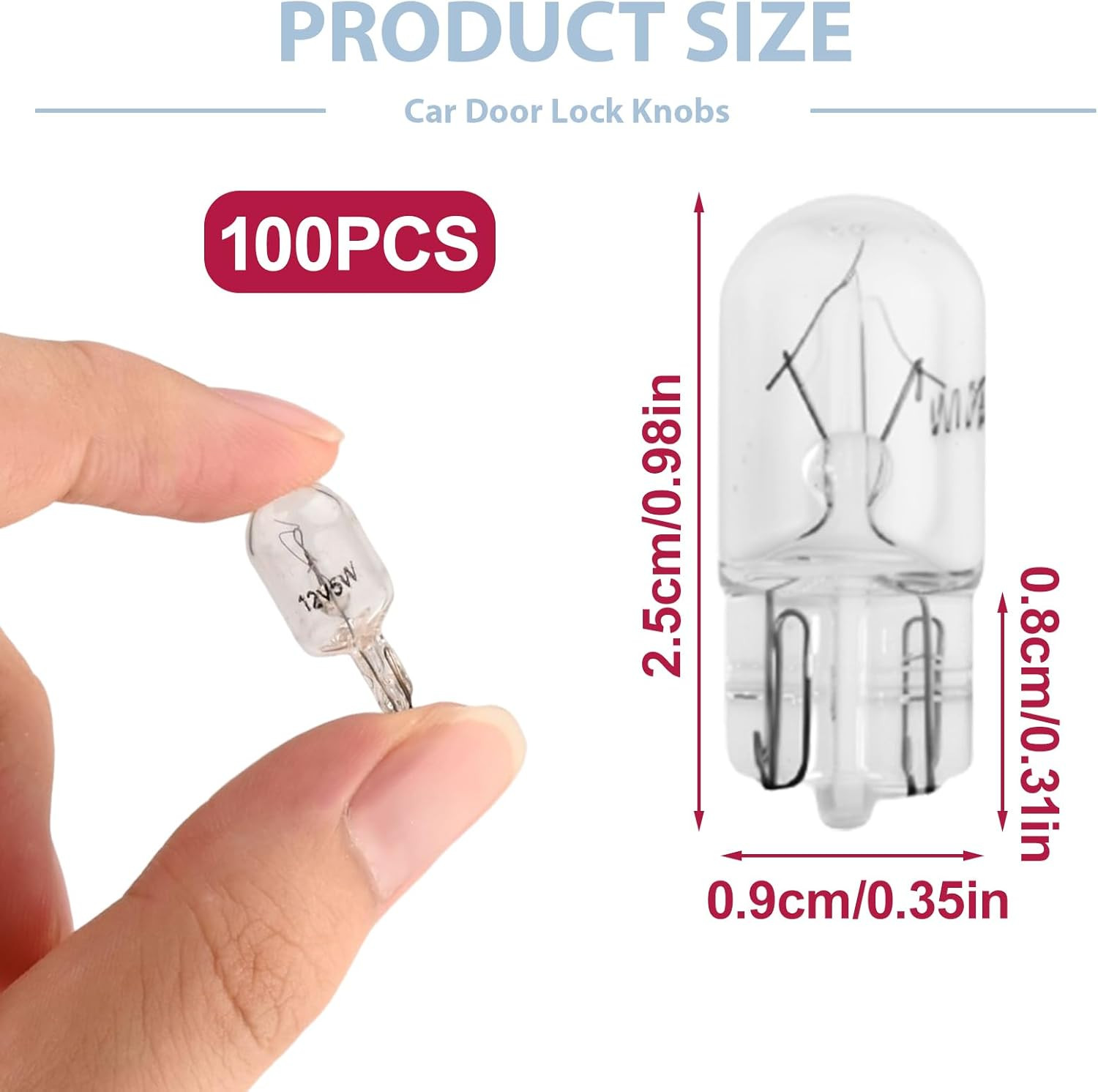 100 Pcs 194 Bulb Light W5W 1/4 Wedge Base 12V 5W T10 2825 Clear for License Plat gallery