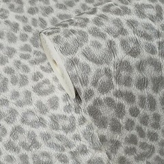 Wallpaper gray white silver metallic textured leopard cheetah animal skin fur 3D