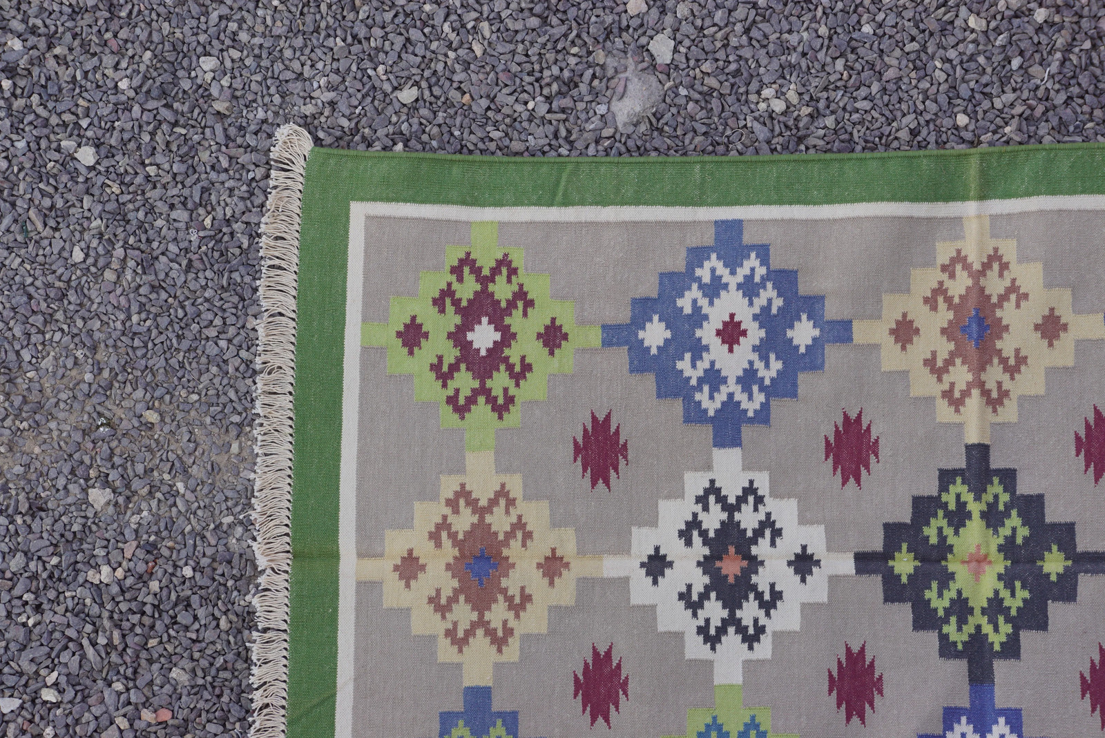 Rugmoda Cotton Grey Green Geometric 3x5 ft Area Rug for Living Room Bedroom gallery