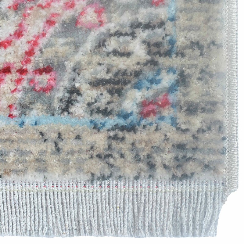 Machine Woven Cross Weave Polyester 2'6x9'10 Runner Area Rug Oriental Beige Blue gallery
