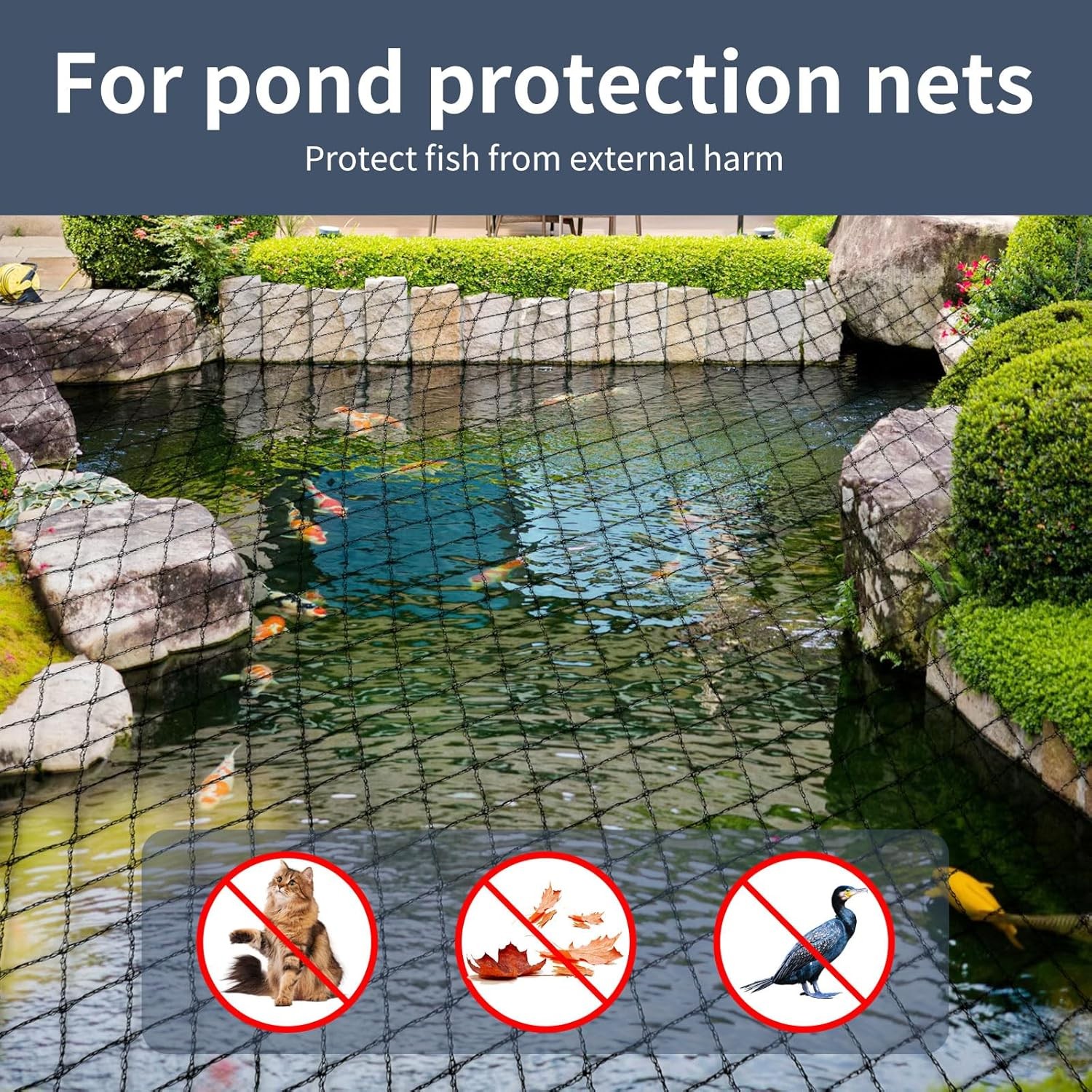 Koi Fish Pond Netting Shield 15ft x 20ft, Black Heavy Duty x gallery