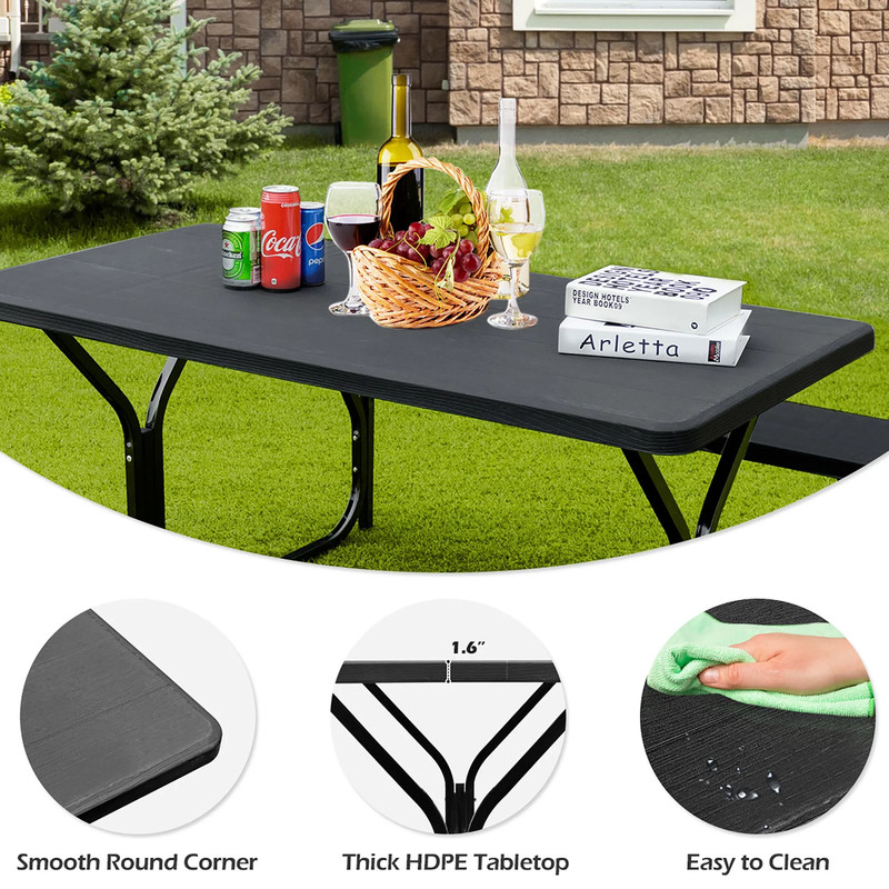 Picnic Table Bench Set Outdoor Backyard Iron Patio Garden Party Dining All Weath gallery