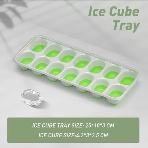 Ice Cube Tray with Lid, 4 Pack Durable Stackable Ice Cube Trays for Freezer with gallery