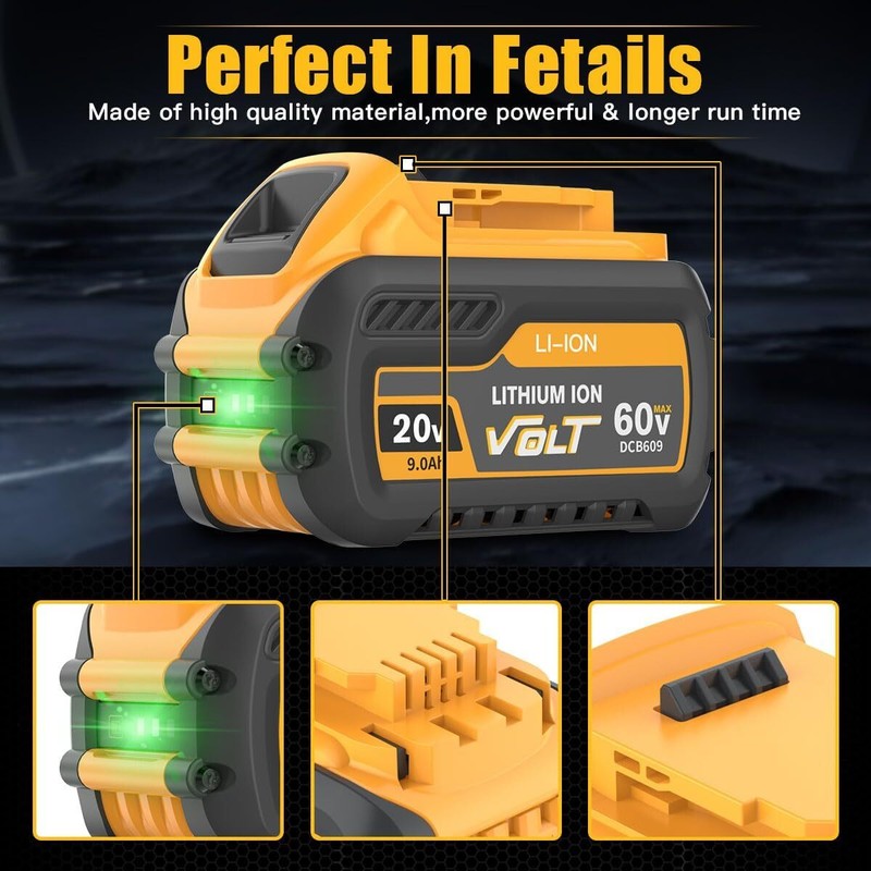 6 Pack DCB609-2 For DEWALT FLEXVOLT 20V/60V 12Ah 9Ah MAX Li-Ion Battery DCB606 gallery