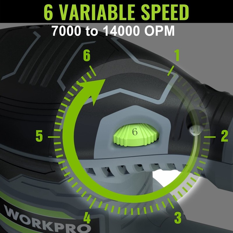WORKPRO 5" Random Orbit Sander 6 Variable Speeds Sander 7000 to 14000 RPM 2.5Amp gallery