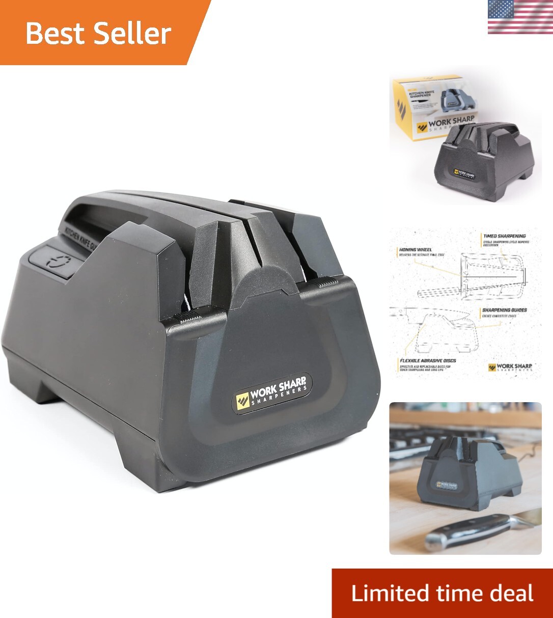 Premium Electric Knife Sharpener with Ceramic Hone - 3-Year Warranty Included gallery