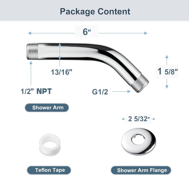 “Bright Showers” 6'' Brass Shower Arm With Flange Chrome BAR0633-01 gallery