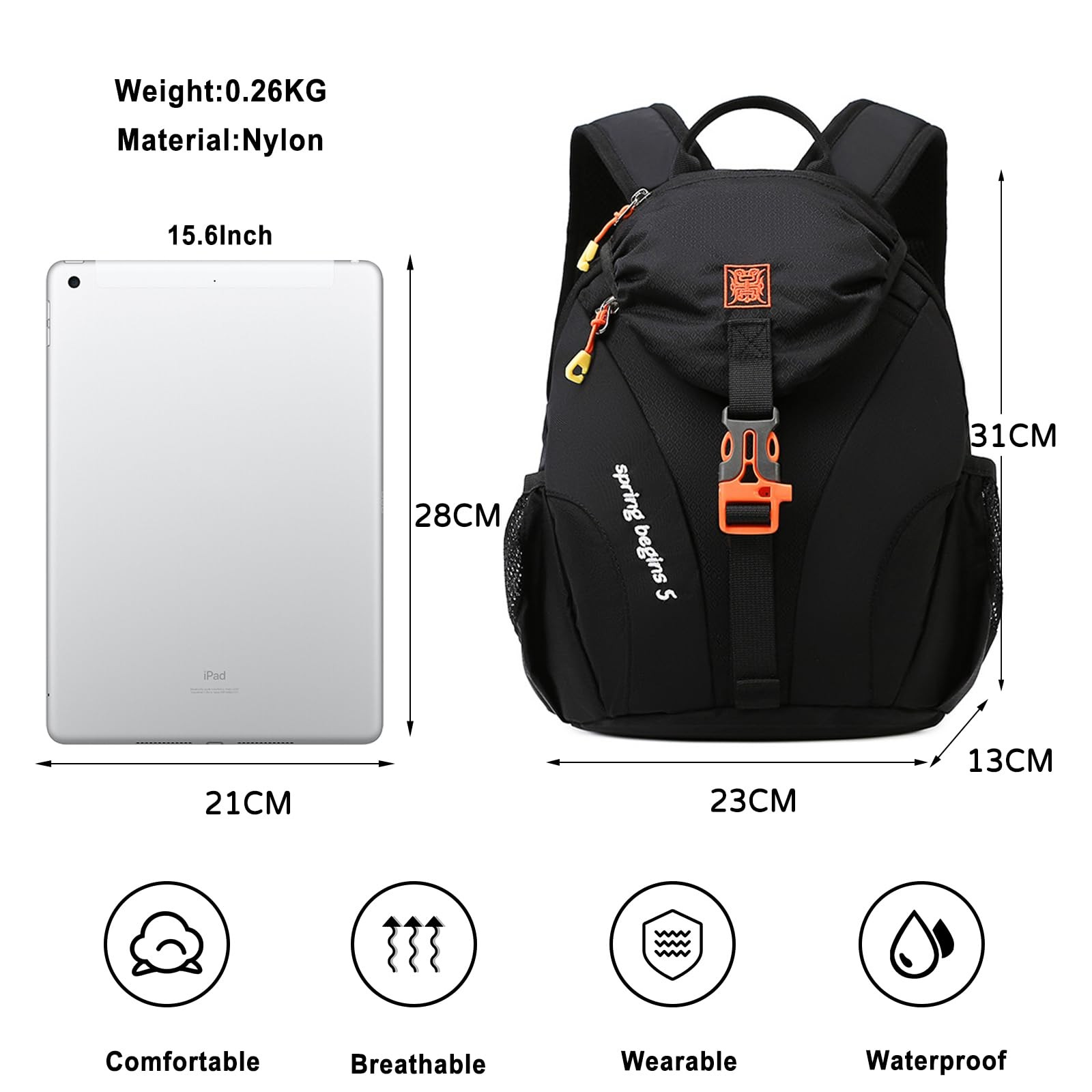 Hiking Backpack 5L Daypack Rucksack Lightweight Waterproof Black 3
