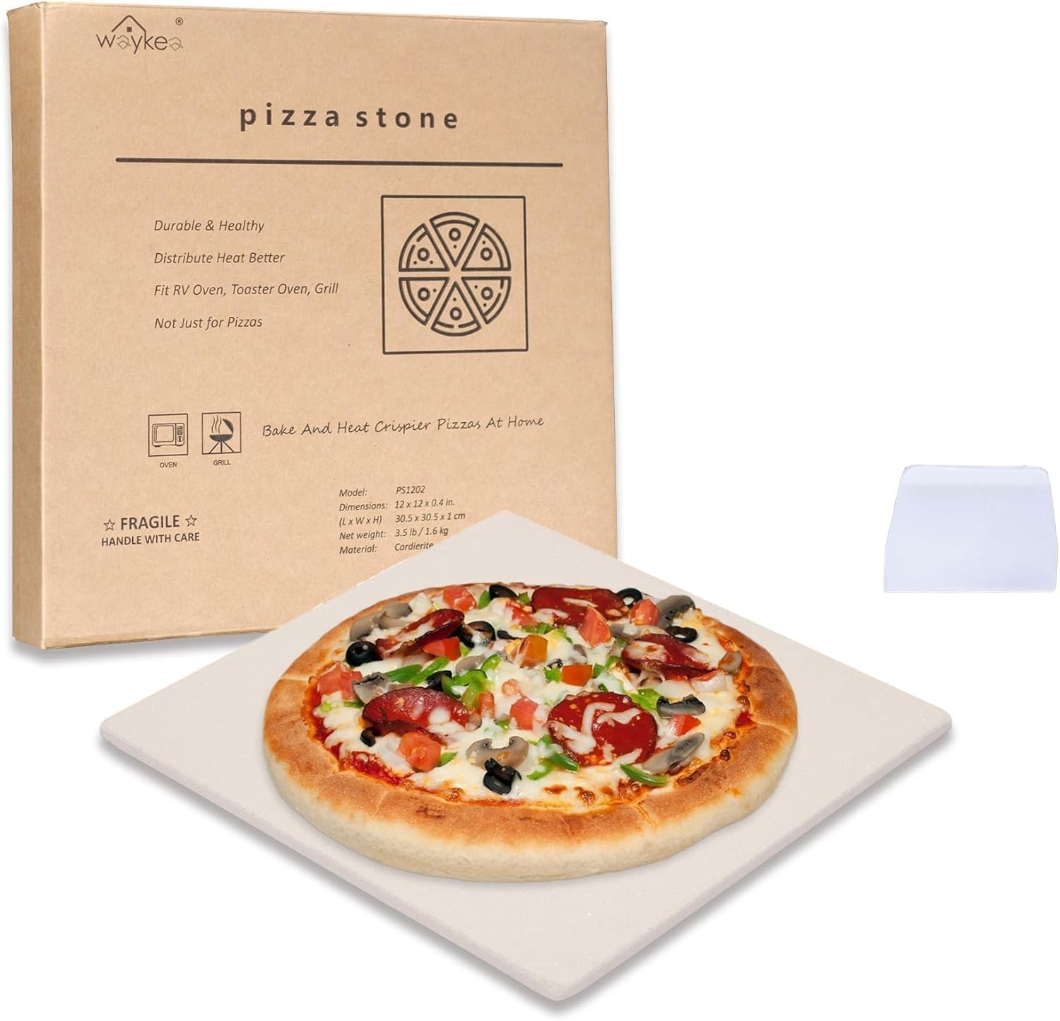 12" X 12" Pizza Stone Square Baking Stone | Premium Cordierite Pizza Grilling St gallery