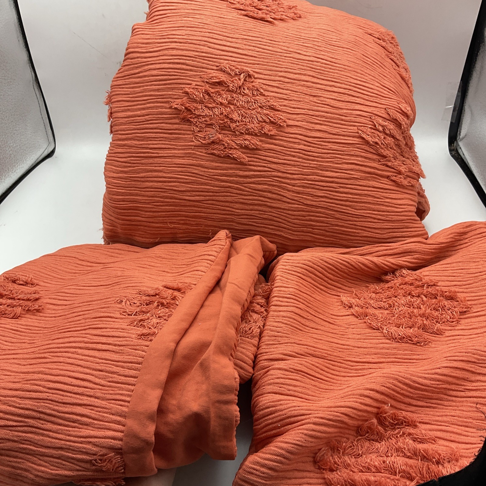 Threshold Three Piece Duvet Cover Set Orange Tufted gallery