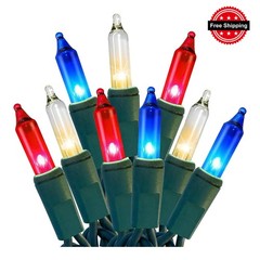 HISHINY Red White Blue Mini String Lights 21ft 100 Count Free Ship