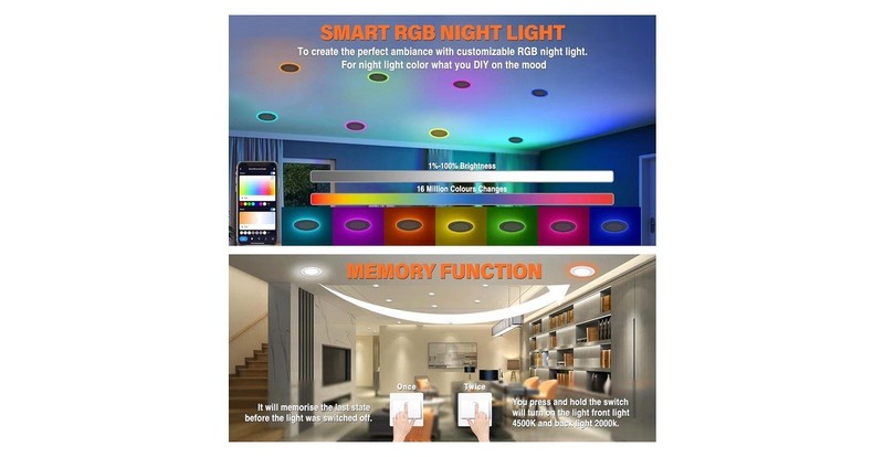 12Pack Smart RGB Recessed Light 6Inch,Ultra-Thin Canless LED Downlight,2.4GHz... gallery