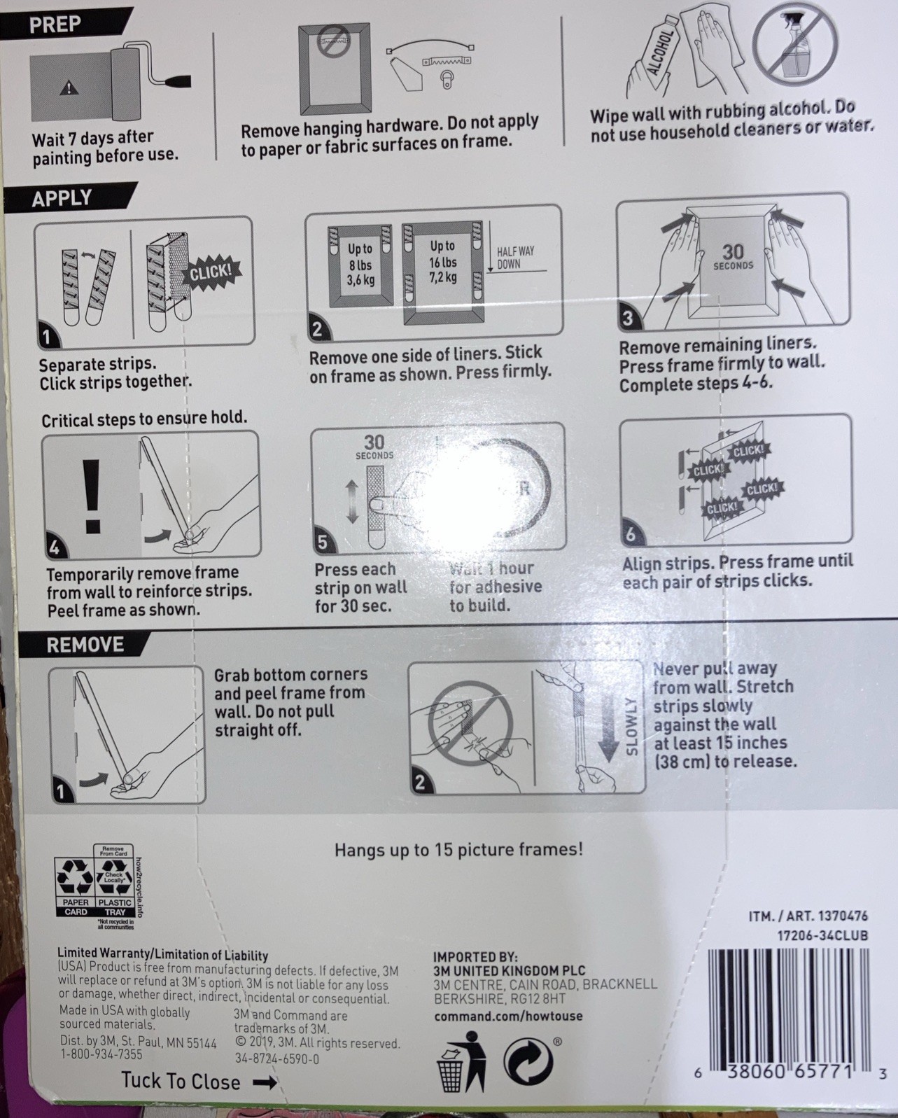 3M Command Picture Hanging Strips 34 Pairs 68 Large Strips Hold 16 lbs gallery