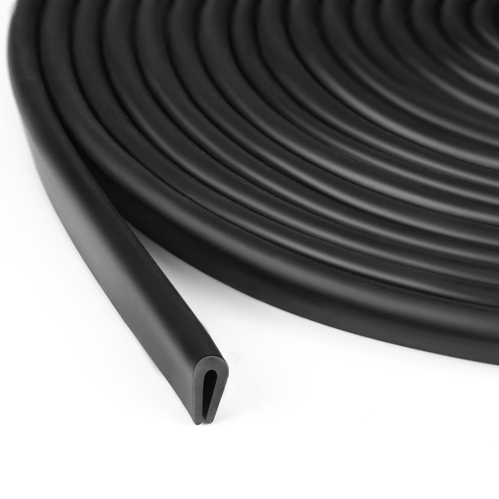 Weather Stripping Trim, Rubber U Channel 20 Feet, 1.6mm Seal, Black gallery