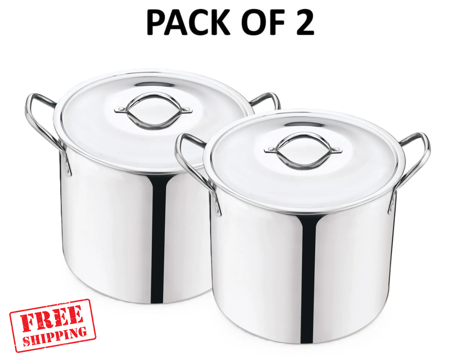 (2 Pack) Mainstays 8-Qt Stainless Steel Stock Pot with Metal Lid gallery