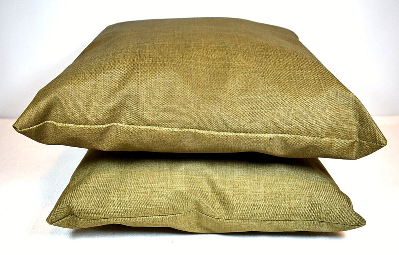 HANDCRAFTED Square Olive Green, Shiny Canvas Decorative Pillows (Set of 2) gallery