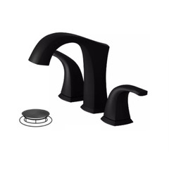 BWE 8 in. Wide spread Double Handle Bathroom Sink Faucet w/ Drain Matte Black 5E