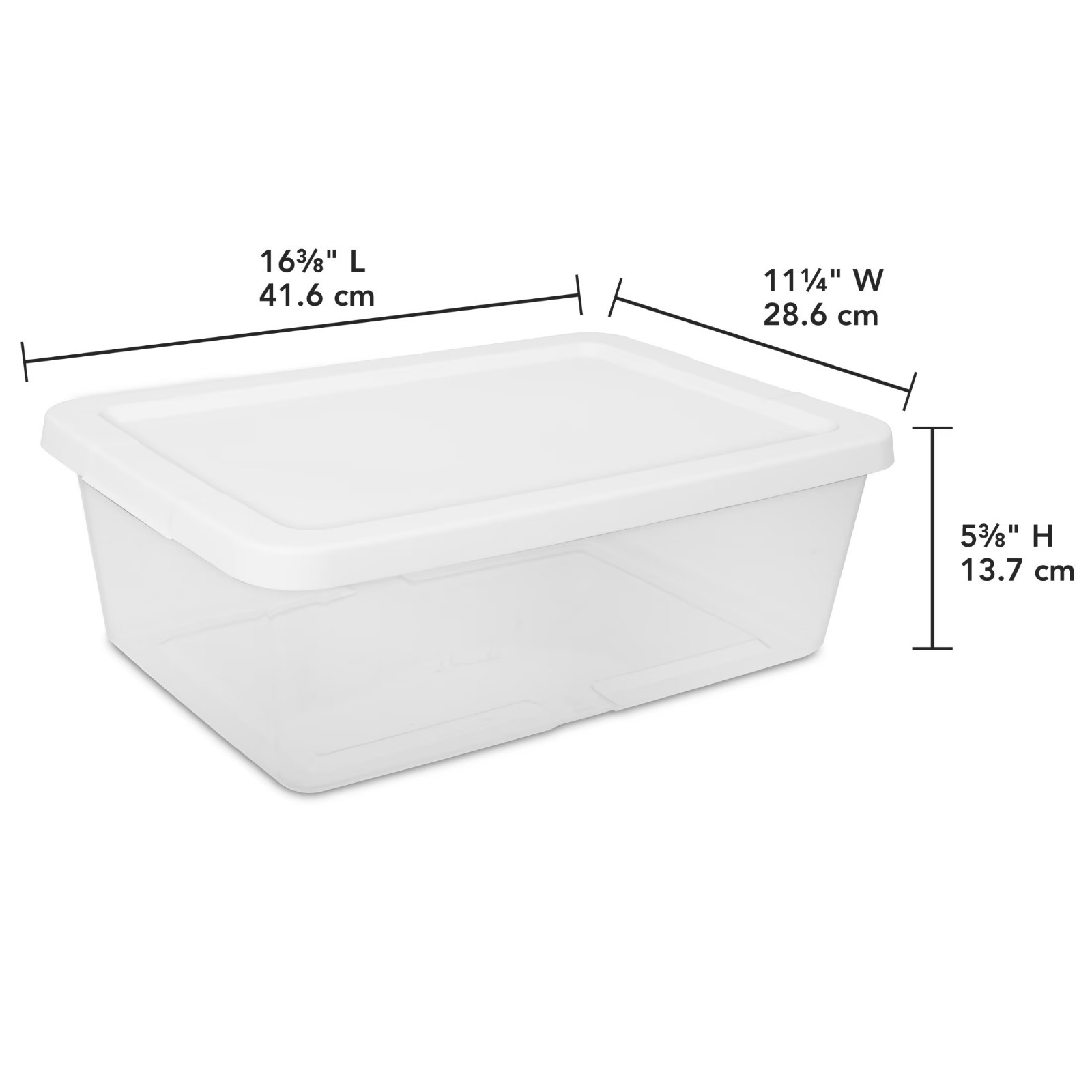 (4) 12 Quart Storage Boxes, Clear Plastic Storage Bin with Snap-On Lid, White gallery