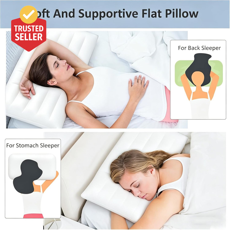 Flat Pillows for Sleeping Thin, 7D High Support 2.5 Inch Height Ultra Thin Pillo gallery