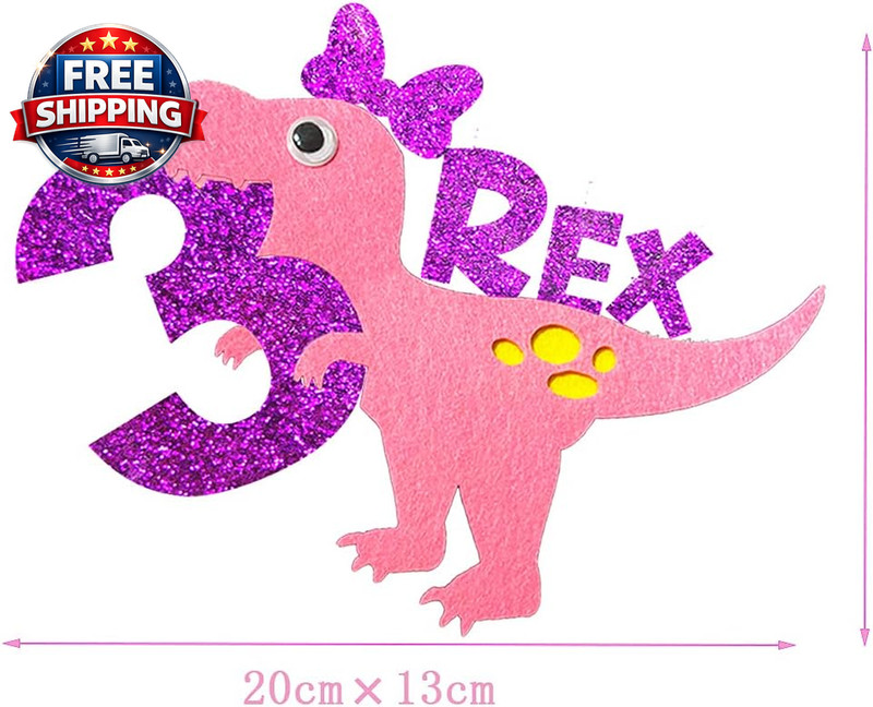 Three Inspired Rex Dinosaur Cake Toppers, Baby Girl & 3 Years Old Birthday Party gallery