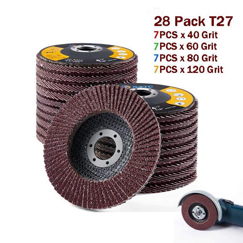 4.5in 28 PACK Aluminum Oxide Flap Discs 40 60 80 120Grit Grinding Wheel Sanding gallery