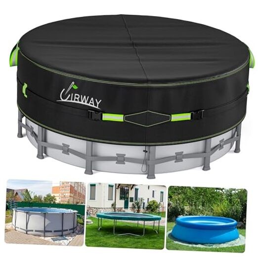 18 Ft Round Pool Cover with Reflective Strips, Swimming Pool Cover for Above gallery