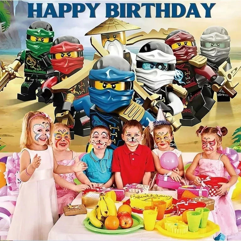 Ninjago Theme Happy Birthday Backdrop 5x3.5ft Birthday Party Decoration gallery