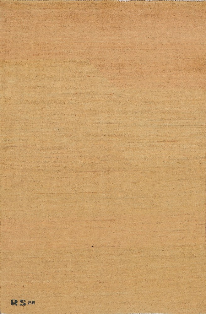 Versatile Gabbeh Solid Design Peach Wool Modern Foyer Rug Ideal for Any Room 3x4