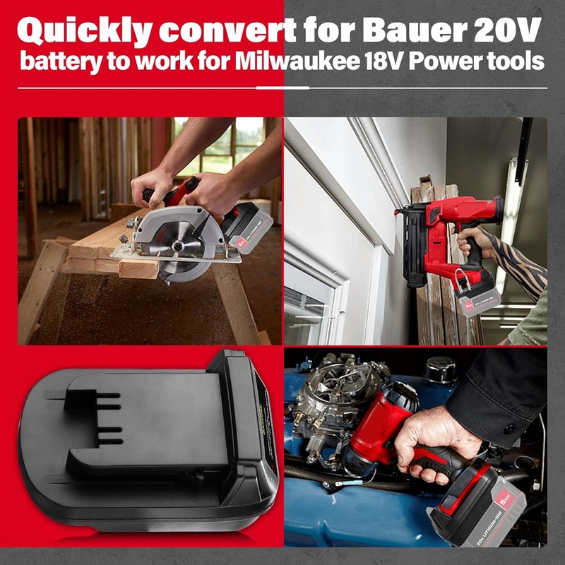 for Milwaukee 18V Tool Adapter for Bauer 20V Battery to for Milwaukee 18V Tool gallery
