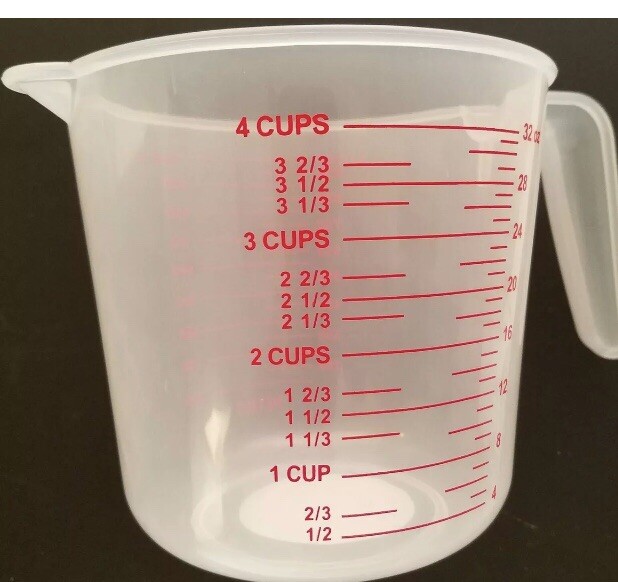 (2 Pk New 4 Cup (1 liter) Measuring Cups Polypropylene Calibrated in oz and mL gallery
