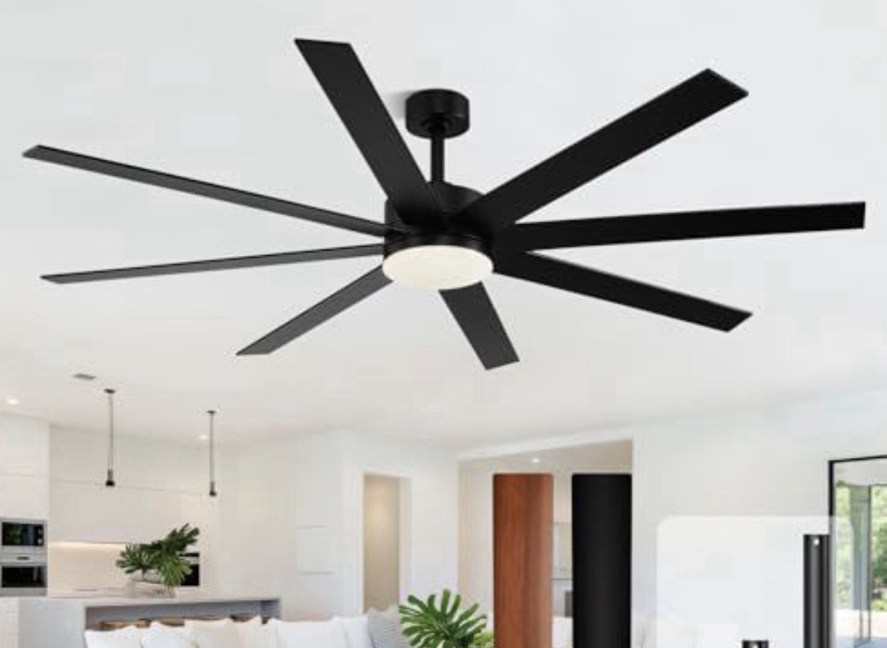 Conciseer 72" 8-Blade Ceiling Fan w/ LED Light Remote, 3000K-6500K, Black/Brown gallery