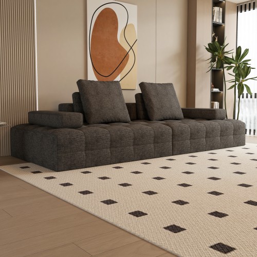 111” Modular Loveseat Sofa Deep Seat Corduroy Couch Memory Foam Grey gallery