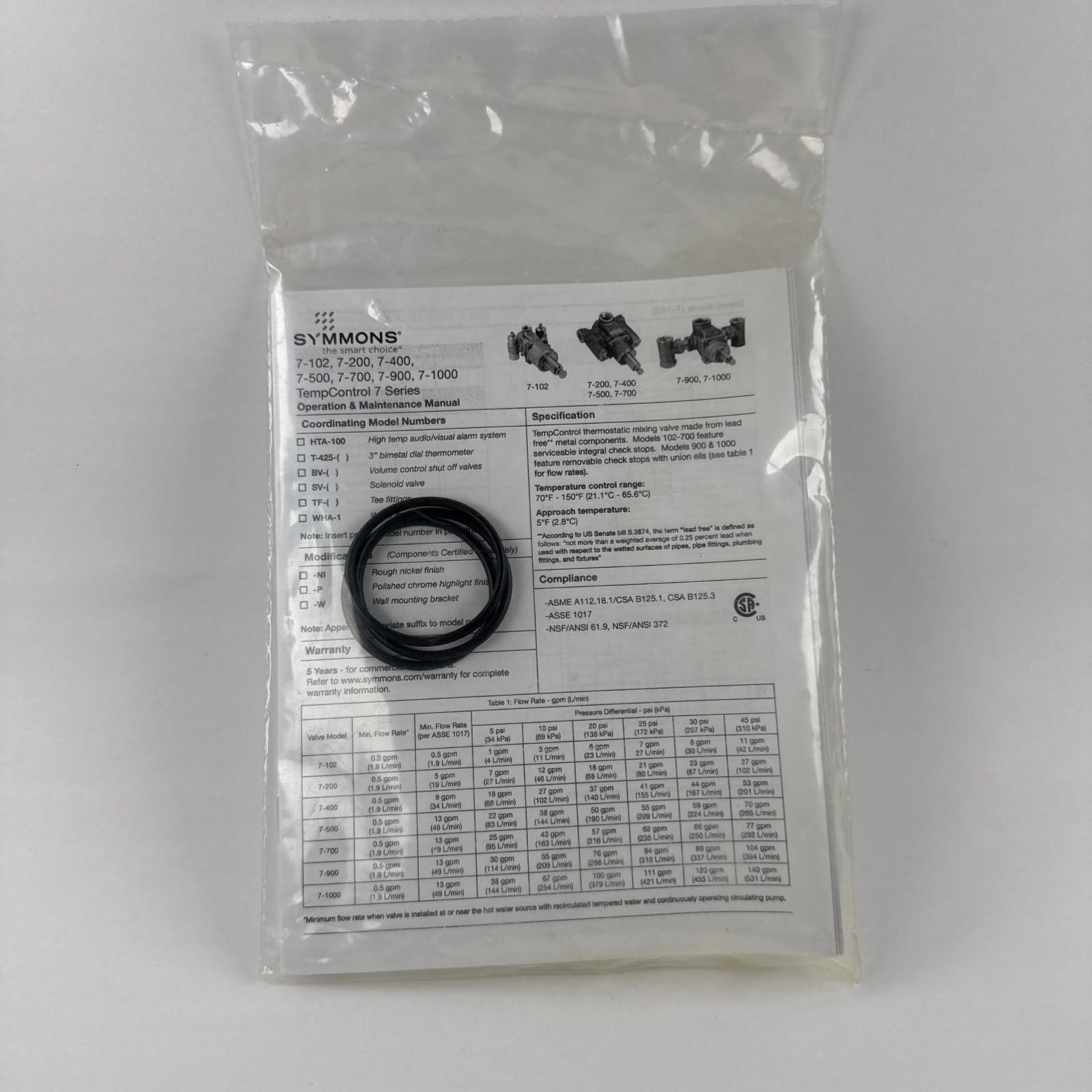 TT-15-200 Tempcontrol Thermostatic Mixing Valve O-Ring Set (Set of 3) Black New gallery