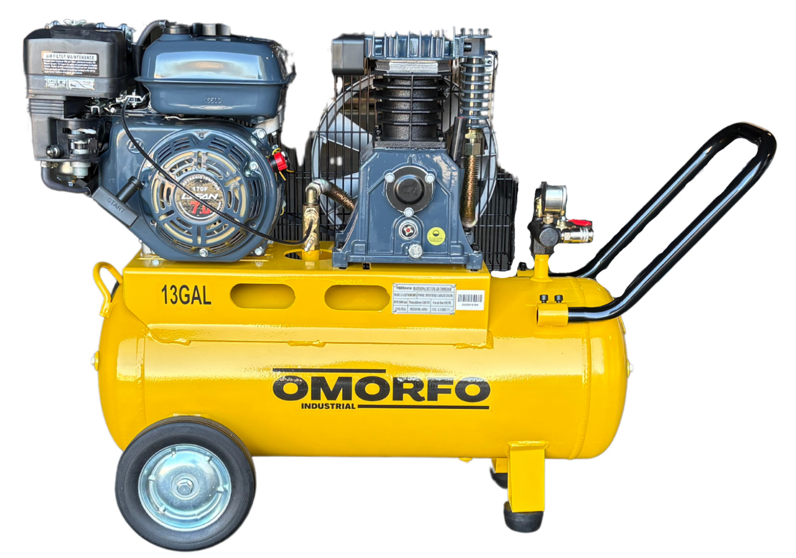 OMORFO 13 Gallon GAS POWERED Air Compressor, 7HP, 10CFM@145PSI or 14CFM@116PSI gallery