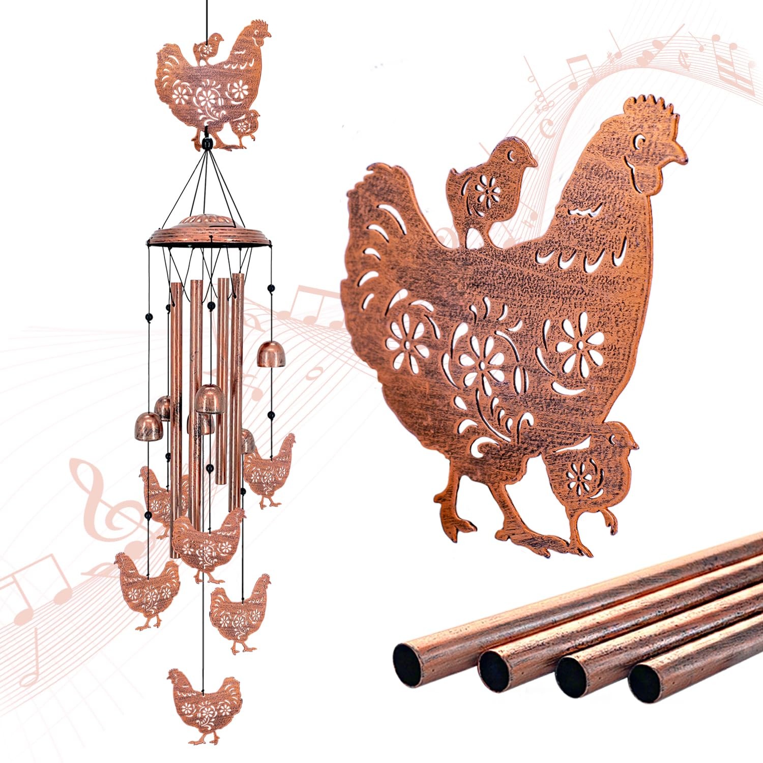Chicken Wind Chimes Outdoor Chicken Gifts for Men Mom Gardening Gifts Metal M... gallery