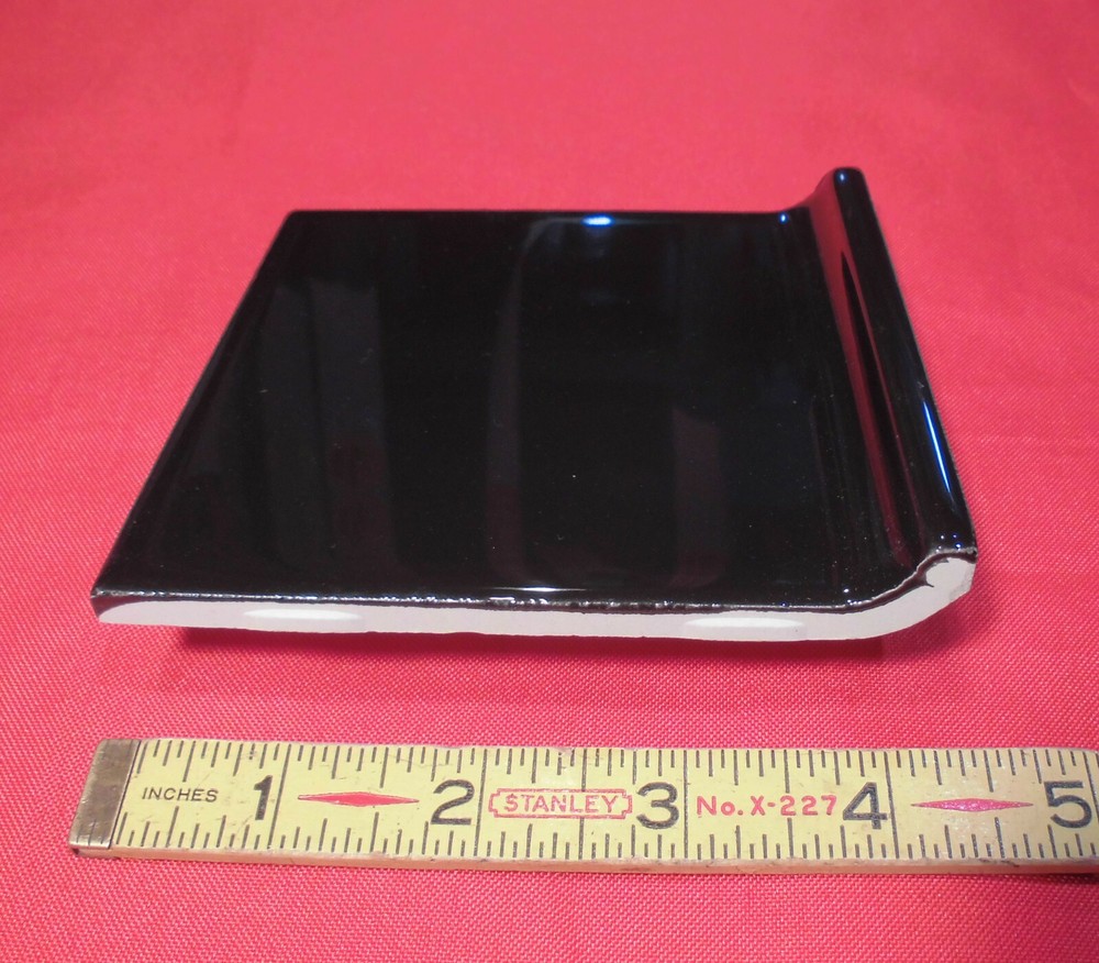 1 pc. *Glossy Black* stack-on base/cove Ceramic Tile; 4-1/4" X 4-1/4" NEW STOCK