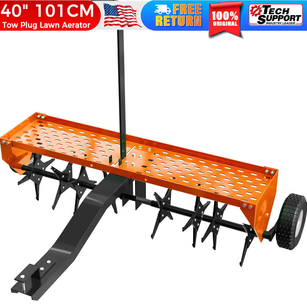 40" Lawn Aerator Tow Behind 330Lbs Load with Universal Hitch Lawn Plug Aerator gallery