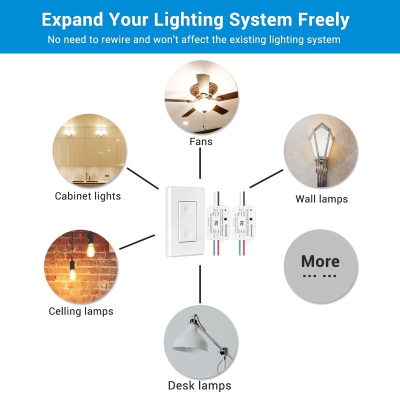 DEWENWILS Wireless Light Switch Kit No Wiring 10A 1200W 100FT RF Remote gallery